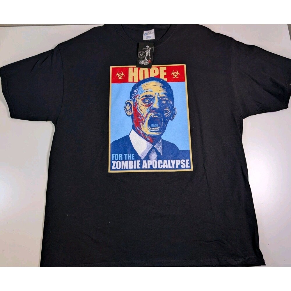 New Zombie Vs Human Barack Obama Shirt Mens Sz XL Black HOPE Zombie Apocalypse